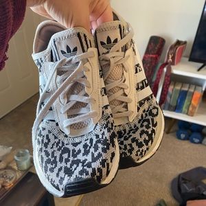 Adidas, size 8.  Leopard print sneakers.
